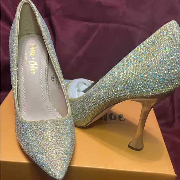 Chase + Chloe Shoes - Chase & Chloe jewel embellished pumps. Covered in glitter & rhinestones. Size 8